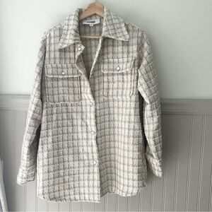 BB Dakota Steve Madden Small Textured Cream Plaid Jacket Shacket